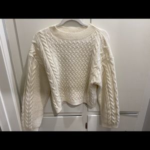 Topshop - cable knit crop sweater with blouson sleeves